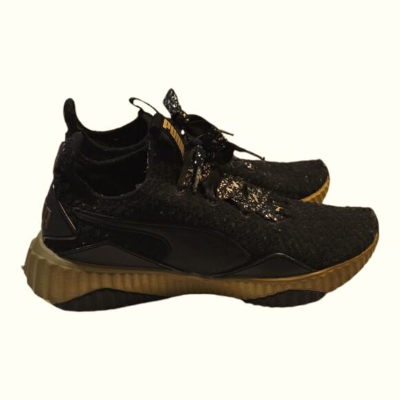 PUMA Defy Sparkle Sneaker in Puma Black & Puma Team Gold Women's size‎ 8 - Picture 4 of 8